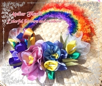 Colorful flowers and rainbow