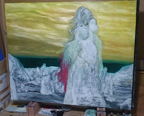 絵画　油彩画　ここからみえる　F80号 絵画 油彩画 ここからみえる F80号